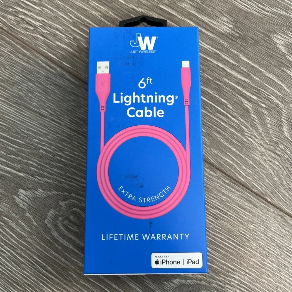 Just Wireless 6ft iPhone connector to USB-A PVC Cable for iPhone/iPad Light Pink